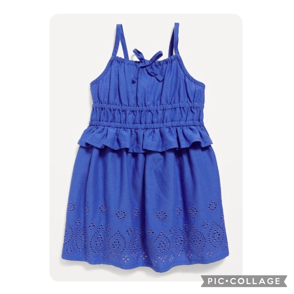 NEW! Old Navy Sleeveless Waist-Defined Embroidered Ruffled Dress